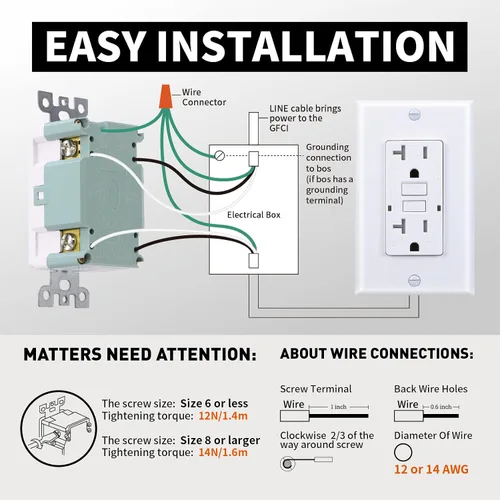 Vista 6 de 3GRACE - Salida GFCI de 20 amperios, receptáculo resistente a manipulaciones y a la intemperie para uso en interiores o exteriores, indicador LED