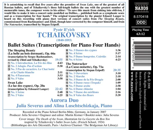 Vista 2 de Tchaikovsky Ballet Suites Transcriptions for Piano 4 Hands