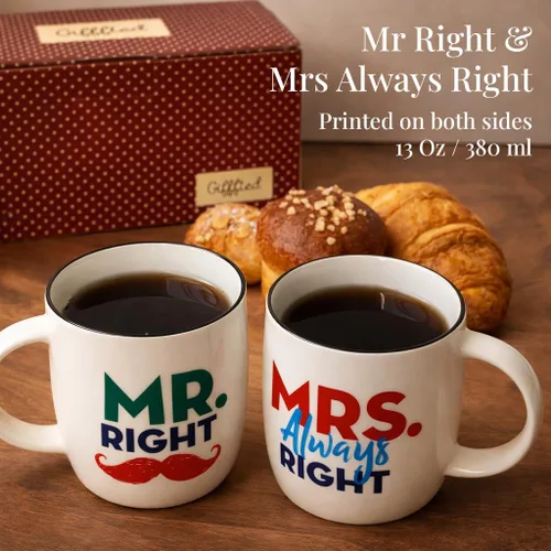 Vista 6 de Triple Gifffted Mr Right Mrs Always Right - Tazas de café, ideas de regalos para parejas, aniversario de boda, compromiso, Navidad, para él