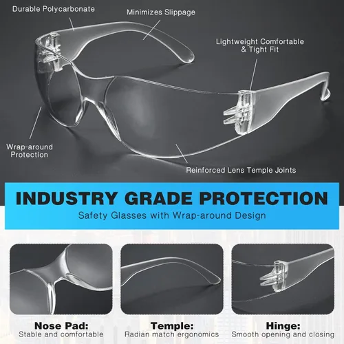 Vista 3 de WFEANG Gafas de seguridad – Gafas protectoras transparentes con ANSI Z87.1, resistentes a arañazos e impactos, protección ocular para el trabajo