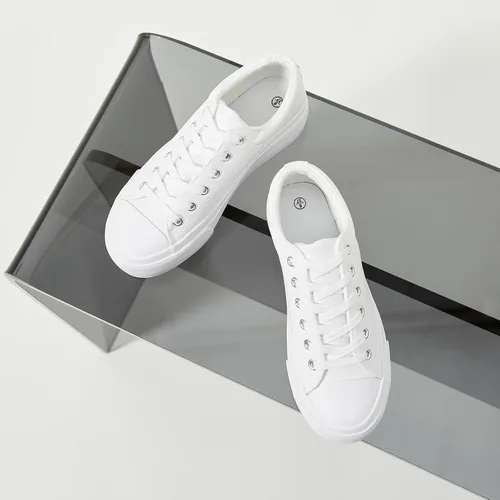 Vista 9 de BABUDOG Zapatos deportivos de plataforma de cuero sintético para mujer, zapatos de plataforma blanca antideslizantes, zapatos de tenis con cordones