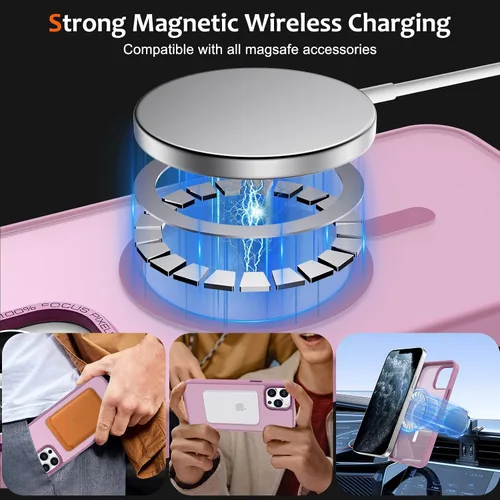 Vista 77 de Anuck - Funda magnética para iPhone 11 compatible con MagSafe, carcasa trasera mate translúcida dura, borde de TPU, delgada, resistente a impactos