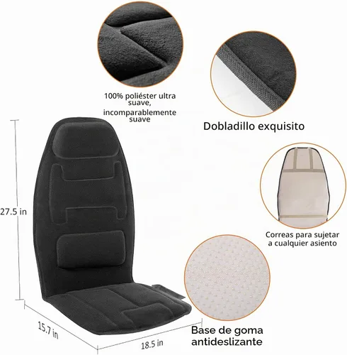 Vista 2 de Snailax Cojín de asiento de masaje con 2 niveles de calor – Almohadilla de apoyo de espuma viscoelástica extra en cuello y lumbar, 10 motores