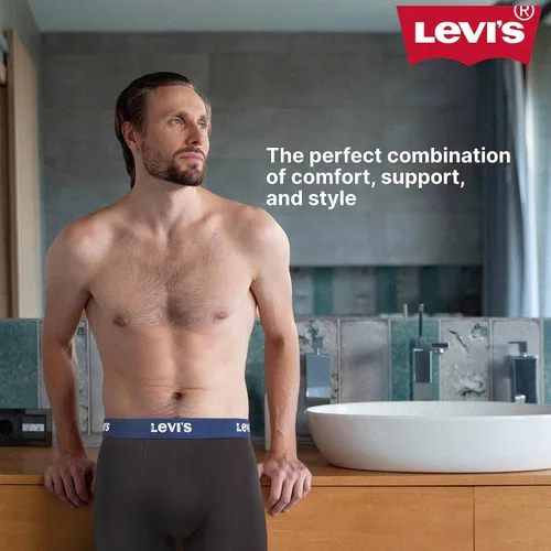 Vista 4 de Levi's Calzoncillos tipo bóxer de microfibra para hombre, ultra suaves, paquete de 4