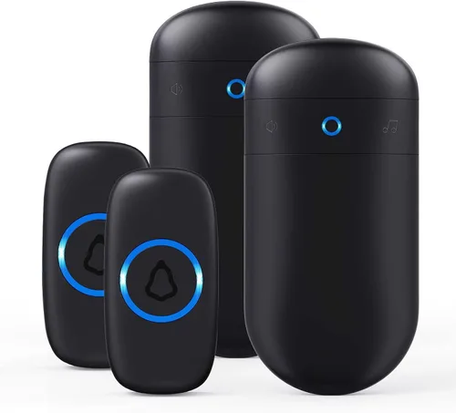 Vista 13 de SECRUI Timbre inalámbrico para puerta delantera, funciona con pilas, con 52 campanillas, luces flash, 5 niveles de volumen, timbre moderno