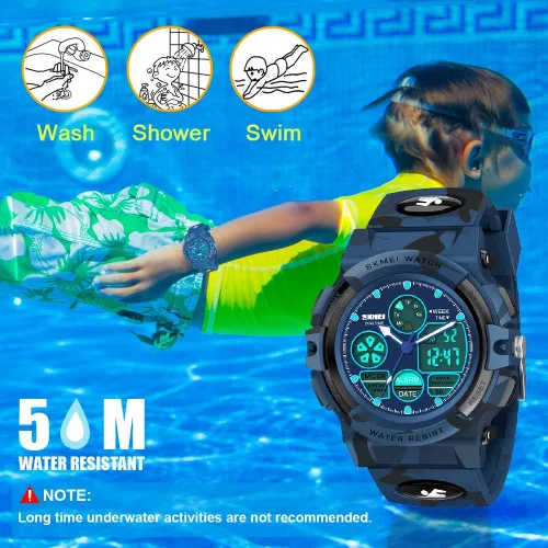 Vista 4 de SYOKZEY Reloj para niños, reloj deportivo digital LED impermeable de 164.0ft, para adolescentes, niños y niñas, relojes al aire libre, analógicos