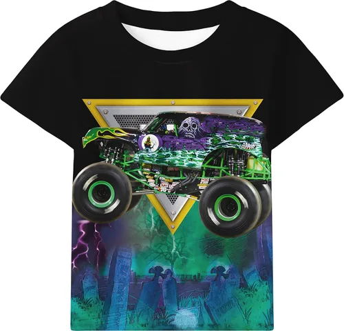 Vista 4 de Boys Truck Cars Pants Sets Kids Monster Machine Short Sleeve Tee Shirt 2PCS Clothing Set Playwear 2-7 Years