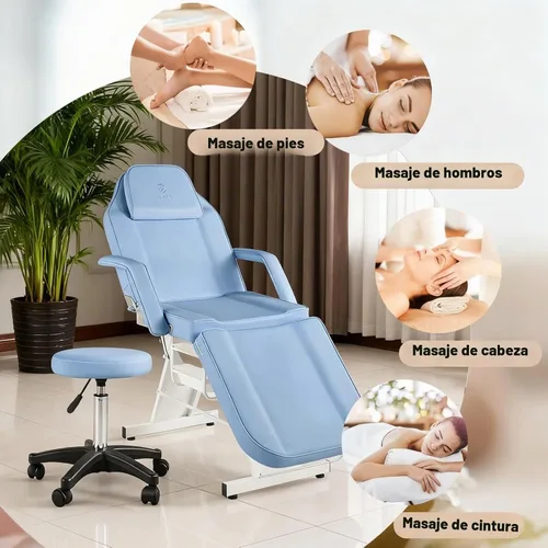 Vista 7 de Silla Facial Mesa de Masaje 73 pulgadas 3 Secciones Cama de Masaje Multiusos Mesa de Tatuaje Profesional Equipo de Salón Spa para Spa Facial Spa