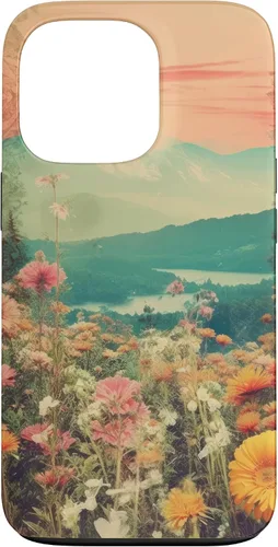 Vista 10 de iPhone 16 Boho Mountain Moon Phases Floral Aesthetic Chic Retro Sunset Case