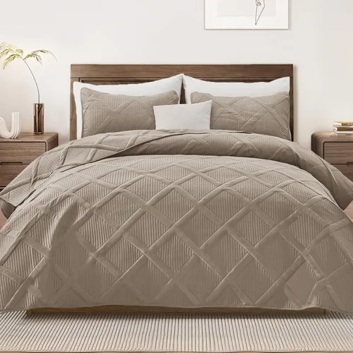 Vista 29 de Exclusivo Mezcla Twin Size Quilt Set, Black Soft Bedspreads with 1 Pillow Sham, Modern Striped Pattern, Lightweight Bedding Set Coverlets for All