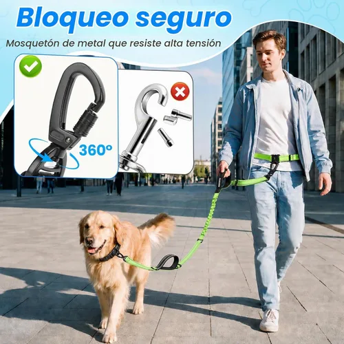 Vista 5 de Correa de perro de cintura manos libres, correa elástica de 6 a 8 pies para perros de 40 a 125 libras que caminan