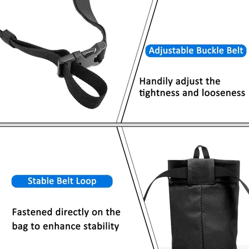 Vista 4 de Bolsa de tiza de escalada en roca con cierre de cordón, bolsillo con cremallera de gran capacidad para boulder, levantamiento de pesas, gimnasia