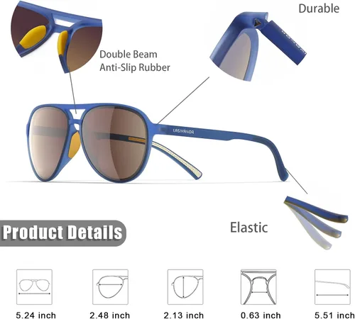 Vista 3 de Gafas de sol ligeras TAC polarizadas clásicas vintage retro de los años 70 marco TR-90 para mujeres y hombres protección UV 400
