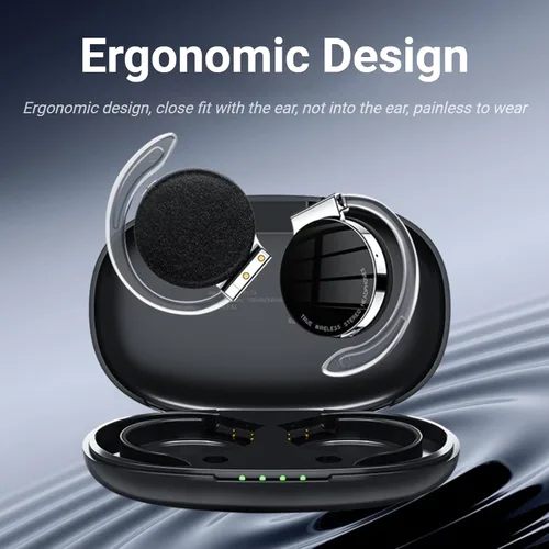 Vista 8 de Jectse Auriculares con clip, Bluetooth 5.2 con estuche de carga, modo brillante, llamadas binaurales HD, color negro