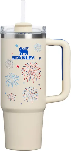 Vista 121 de STANLEY Quencher H2.0 Vaso Térmico con asa y pajilla, 64 onzas, tapa Flowstate de 3 posiciones, gran capacidad para viajes y deportes, vaso de acero