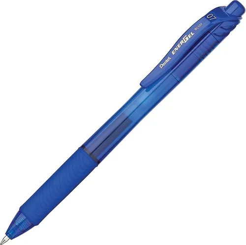 Vista 4 de Pentel EnerGel-X - Lapicera de gel líquido retráctil, punta de 0,7 mm de metal, trazo medio, 3 unidades, Azul
