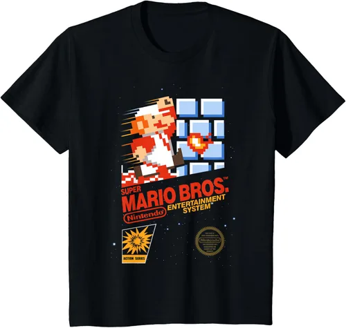 Vista 33 de Super Mario Dashin - Camiseta gráfica de acción, ajuste clásico, cuello redondo, color negro