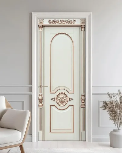 Vista 23 de FLFK Adhesivo para puerta – Puerta vintage beige, mural para despegar y pegar, tamaño combinado 30 x 80 pulgadas, dividido en 2 piezas Mt5423