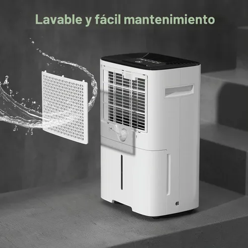 Vista 8 de HOGARLABS Deshumidificadores de 30 pintas para el hogar y sótanos, con 3 modos de funcionamiento, protección contra desbordamiento y apagado
