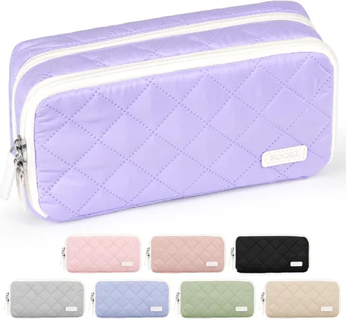 Vista 8 de Sooez Estuche grande para lápices, bolsa para lápices extra grande con 8 compartimentos, bolsa para bolígrafos de apertura amplia, organizador