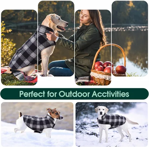 Vista 6 de Kuoser - Abrigo de invierno para perro reversible de estilo británico, abrigo de clima frío para cachorros, ropa resistente al viento, chaleco