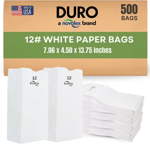 Vista 9 de Duro Bolsa de papel blanco de 2 libras, paquete de (500)