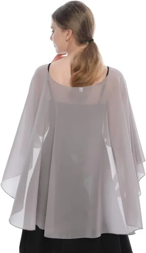 Vista 6 de LMVERNA Chal para mujer, capas formales de gasa, ligeras, transparentes, para cubrir el vestido