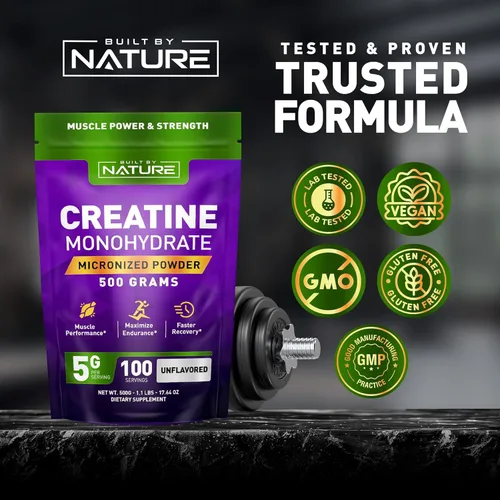 Vista 9 de Monohidrato de creatina en polvo, sin sabor, para hombres y mujeres, 17.64 oz micronizado, monohidrato puro, fuerza muscular y rendimiento