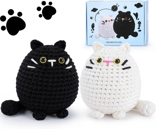 Vista 10 de Kit de ganchillo para gatos para principiantes, 3 piezas, kits de ganchillo para gatos, regalos de agradecimiento para profesores para mujeres, kit