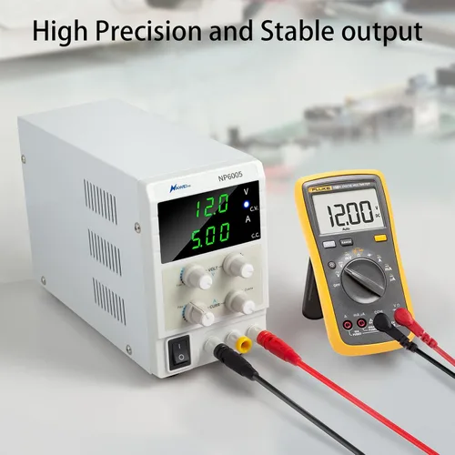 Vista 3 de Fuente de alimentación de CC variable de 60V 5A, fuente de alimentación de laboratorio de banco ajustable con pantalla LED de 3 bits, para carga