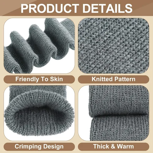 Vista 6 de Eurzom 2 pares de calentadores de piernas de talla grande para mujer, por encima de la rodilla, calcetines sin pies, pierna alta, invierno, tejido