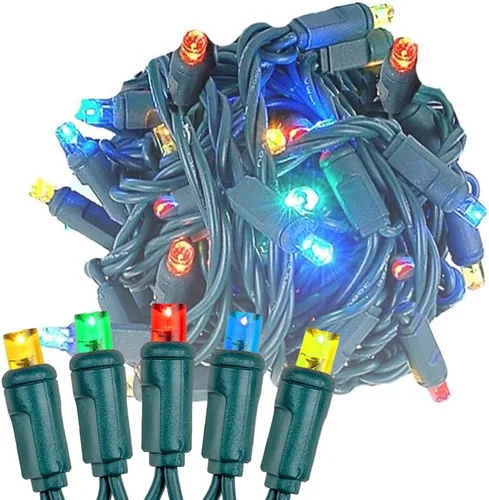 Vista 13 de Novelty Lights - Cadena de 11 pies con 50 luces LED ámbar para Navidad, para interior/exterior, espaciado de 2.5", luces de cadena de alambre verde