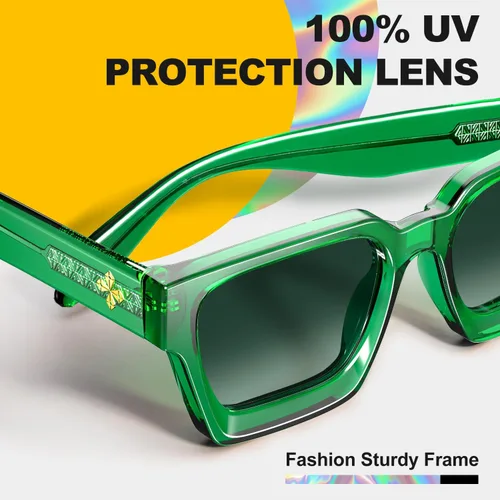 Vista 2 de VISOONE Fashion 100% UV400 Protection Rectangle TR90 Y2K Sunglasses Accessories for Women Men RIVER