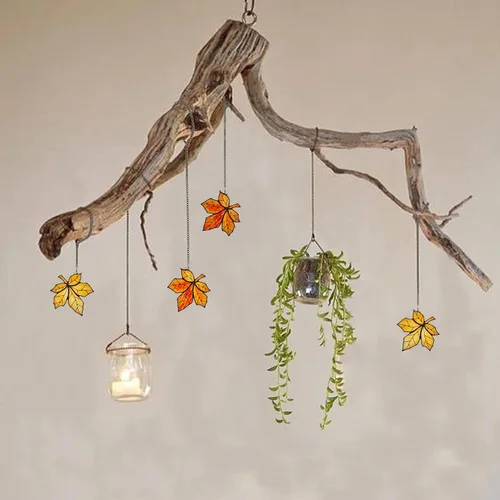 Vista 5 de Atrapasoles de hojas de arce para ventana, vitral, decoración del hogar, decoración de hojas de otoño, regalos para mujeres..