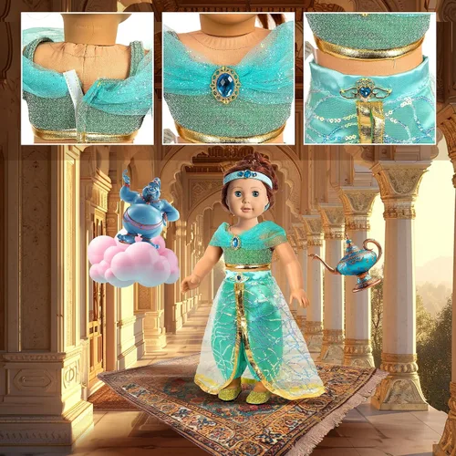 Vista 3 de WONDOLL - Ropa y accesorios para muñecas americanas de 18 pulgadas, juego de 6 vestidos de princesa 6 Sets American Doll Clothes Outfits Dresses