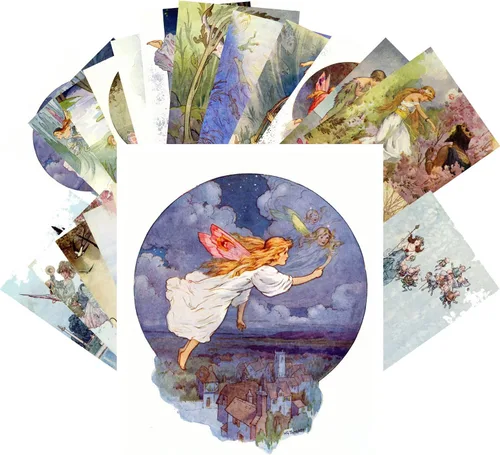 Vista 21 de Postales vintage 24 unids oriental y medieval cuentos caballero princesse Vintage libro ilustración