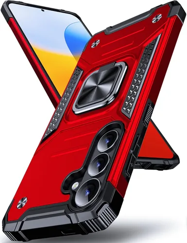 Vista 7 de DASFOND Diseñada para funda Galaxy S8 con soporte, anillo metálico giratorio mejorado de 360°, soporte kickstand de grado militar, resistente a