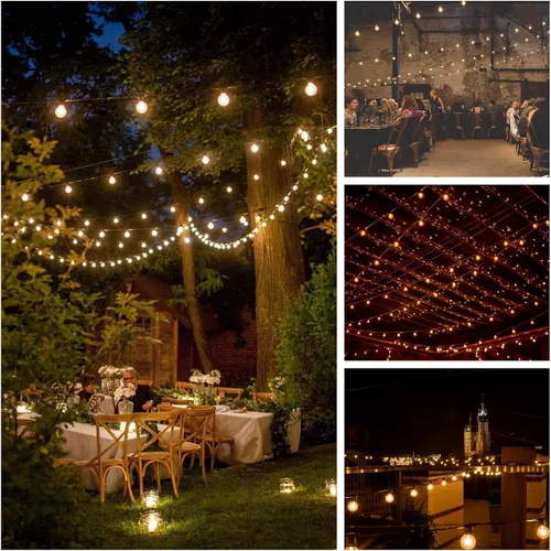 Vista 5 de Hometown Evolution, Inc. Luces LED solares (20 LED, solares de 25 pies, 20 bombillas LED G40 transparentes)