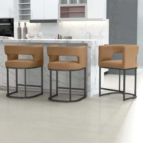 Vista 10 de ABET 26" Linen Counter Height Bar Stools Set of 1 for Kitchen Island, Brown