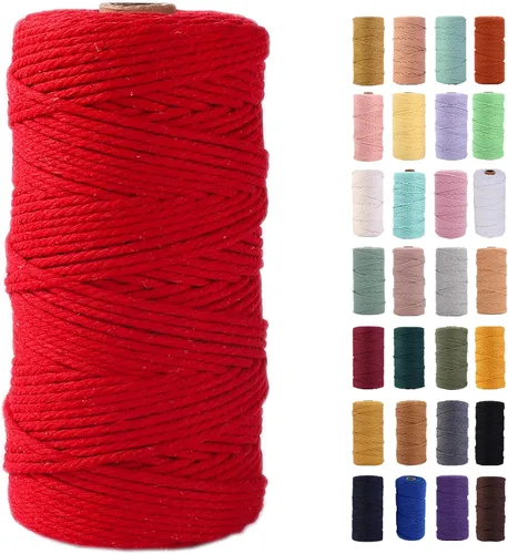 Vista 72 de Cuerda de macramé azul aire de 0.079 in x 220 yardas, cuerda de algodón colorido de algodón suave para colgar en la pared, colgadores de plantas
