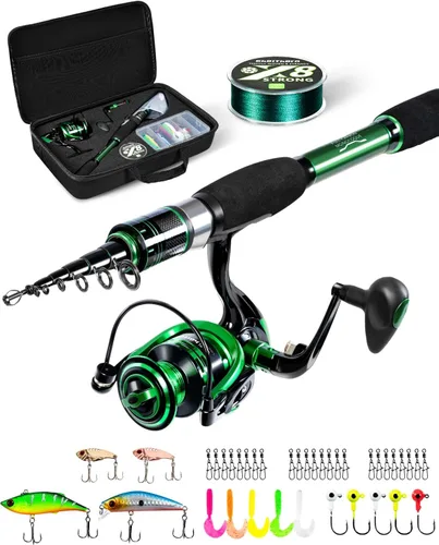 Vista 7 de Ghosthorn Fishing Rod and Reel Combo Graphite Telescoping Fishing Pole Portable Travel Kit with Carrier Bag for Freshwater Saltwater