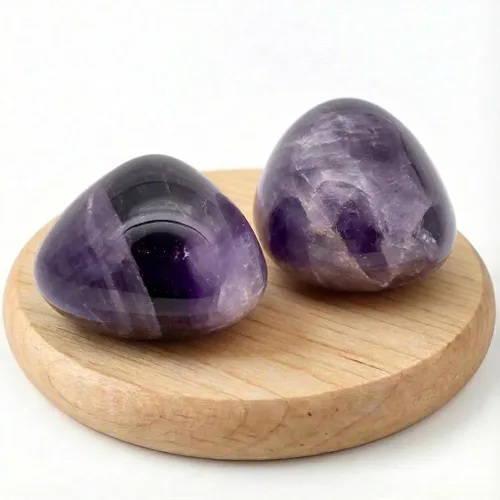 Vista 38 de Piedras de cristal de amatista pulidas - 1 pieza de 1.2" Piedra de preocupación para ansiedad, piedra de palma de bolsillo super grande, piedras