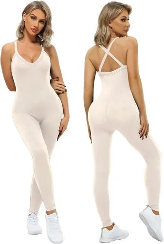 Vista 2 de VUTRU Women's Sexy Sleeveless Bodycon V Neck Tank Long Rompers One Piece Crisscross Back Jumpsuits Playsuit Clubwear