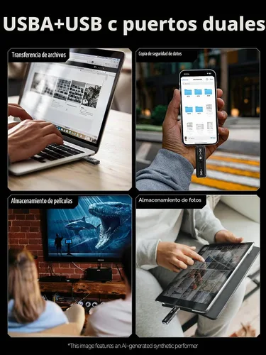 Vista 3 de MOVE SPEED Unidad USB 128GB SSD externo 520MB/s Velocidad de lectura, USB 3.2+USB C Dual Puertos Unidad Externa, SSD Portátil 3-Stage Push-Pull