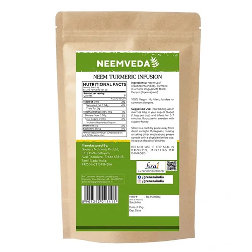 Vista 2 de iqra Neemveda Neem infusión de té de hierbas de cúrcuma con pimienta negra para alta absorción, 50 bolsas de té