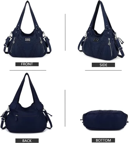 Vista 2 de Monederos y bolsos de mano de moda para mujer, bolsos de hombro con asa superior, bolsos de cuero sintético