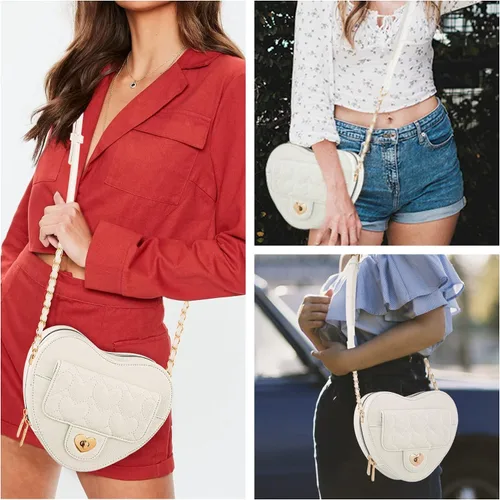 Vista 3 de Ayliss Bolso cruzado para mujer, con forma de corazón, bolso de hombro pequeño, bolso cruzado de noche, bolso de piel sintética