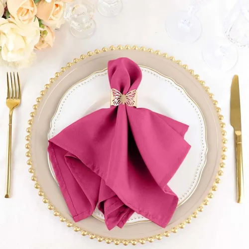 Vista 34 de Efavormart - Juego de 25 servilletas de tela de alta calidad, 20 x 20 pulgadas, color rosa, sin costuras, mantel de lino lavable con bordes