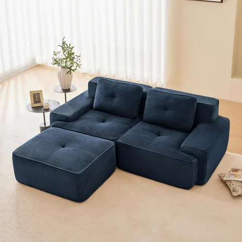 Vista 25 de Sofás modulares convertibles de 82 pulgadas, sofás en forma de L de asiento profundo para sala de estar, sofá moderno de 2 plazas con 1 otomana