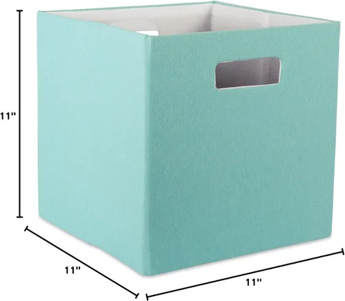 Vista 10 de DII Cubo de almacenamiento plegable de poliéster, sólido, ligero y duradero, cuadrado pequeño, 11x11x11 pulgadas, aguamarina